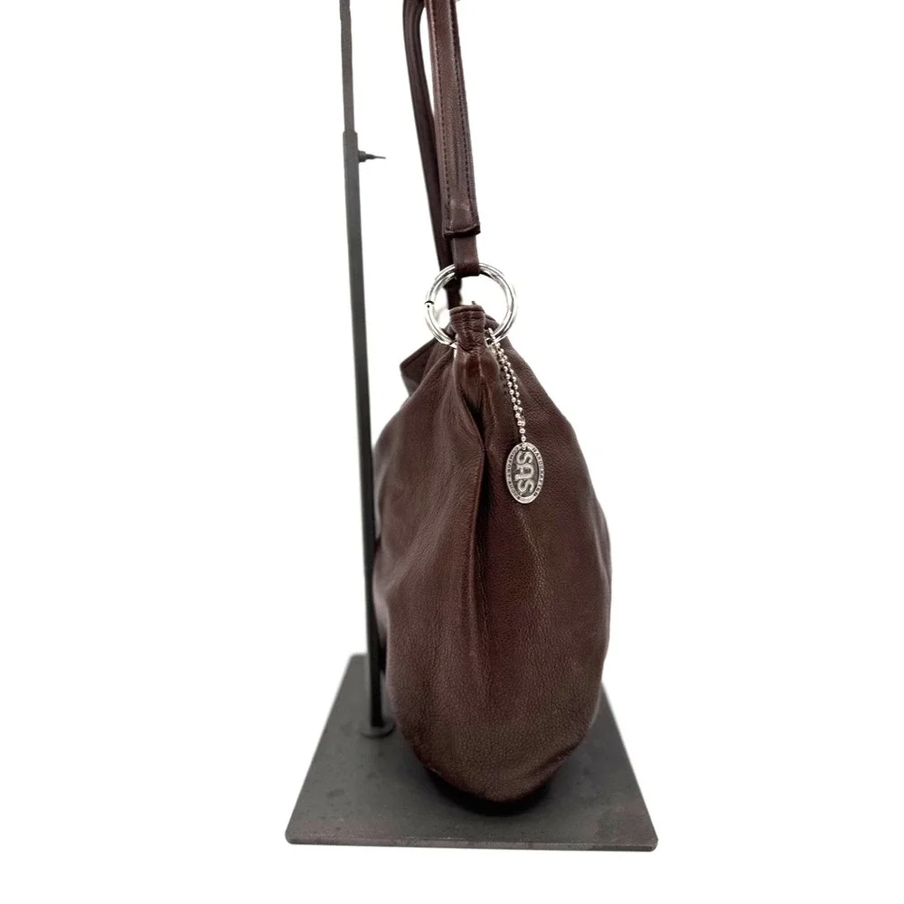 SAS Brown Leather Shoulder Bag Made In USA Soft Pebbled Leather Handbag - Picture 9 of 13